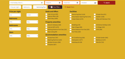 Filtres de recherche