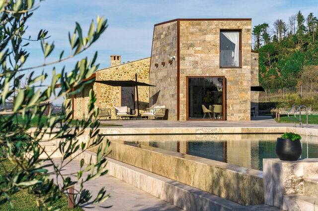 Vue sur la piscine, Villa Fibbiano