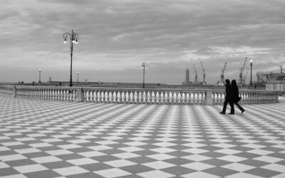 terrasse Mascagni, damier noir et blanc