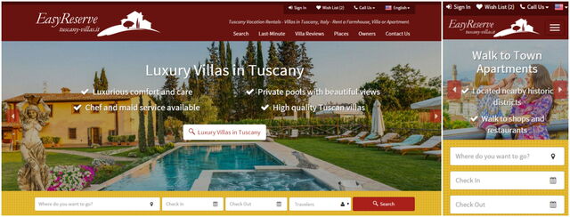 Nouveau site web: Tuscany Villas