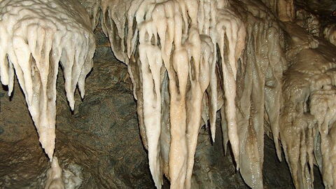 Des stalactiques dans la grotte du Vent