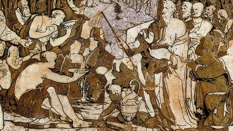 Moïse fait jaillir l'eau du rocher de Horeb