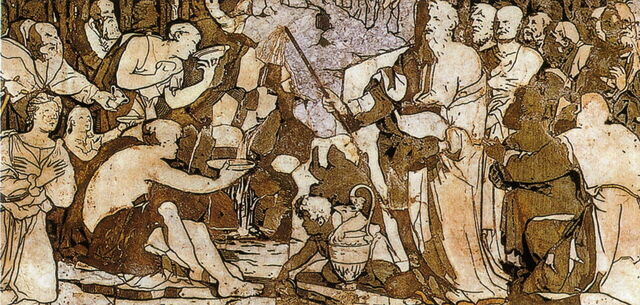 Moïse fait jaillir l'eau du rocher de Horeb