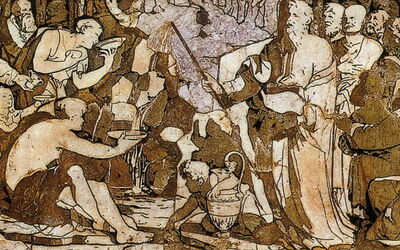 Moïse fait jaillir l'eau du rocher de Horeb