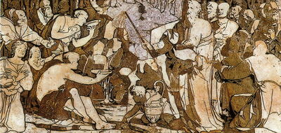 Moïse fait jaillir l'eau du rocher de Horeb