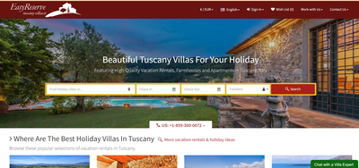 Villas Toscane, page d'accueil