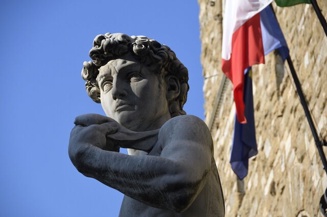 Détail de la réplique de David devant le Palazzo Vecchio