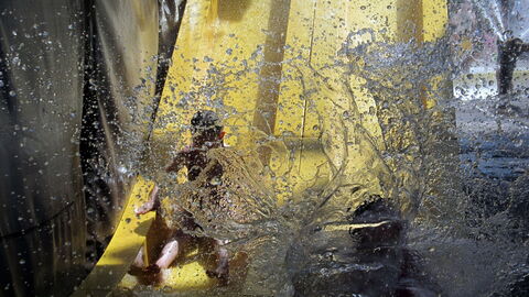 Toboggan aquatique, arrivée