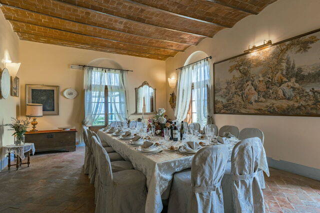 Villa Dei Michelangioli à Brolio, salle à manger