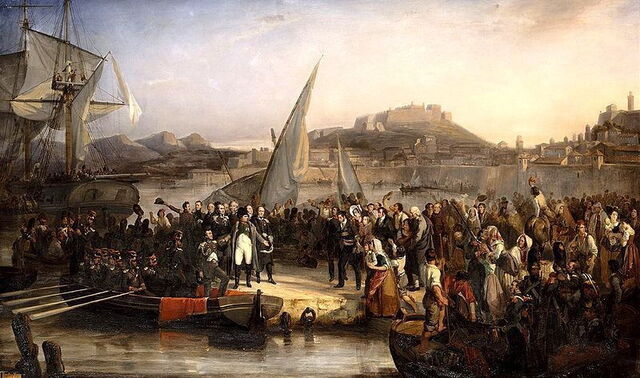 Peinture de Napoléon fuyant l'île d'Elb