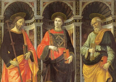 St. Stephen entre St. James et St. Peter, Ghirlandaio