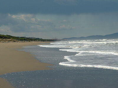 Vue du port de plaisance au drapeau bleu à Castagneto Carducci