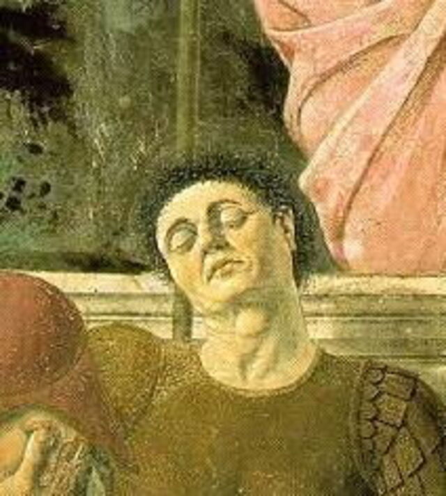 autoportrait de Piero de sa peinture «Résurrection»
