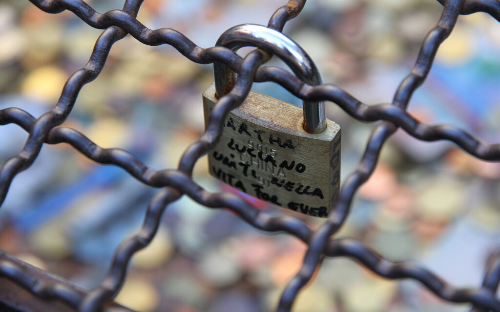 Lock of Engagement Fountain in San Gimignano