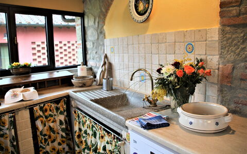 Mulino a Montegonzi Di Rimaggio: Comptoir, Propriété, Plante, Cabinetry, Fenêtre, Cuisine, Évier, Design Intérieur, Sol, Evier