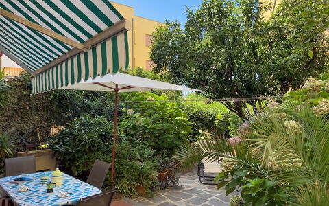 Casa Mary - Levanto: Meubles, Arbuste, Mobilier De Jardin, Chaise, Ombre, Tableau De Plein Air, Jardin, Pot De Fleur, Cour