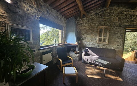 Il Nido: Mur, Meubles, Chaise, Chalet, Mur De Pierre, Salon, Matériau Naturel, Canapé, Table Basse