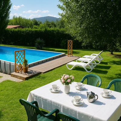 Villa Elisa: Piscine, Jardin, Ombre, Mobilier De Jardin, Loisir, Pelouse, Eco Hôtel, Arrière-Cour, Cour, Aménagement Paysager