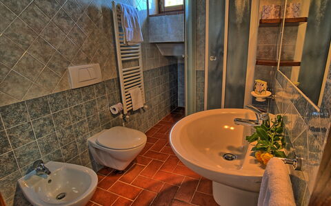 Sole Nel Prato: Salle De Bains, Pièce, Propriété, Tuile, Design Intérieur, Robinet, Mur, Sol, Bidet, Évier