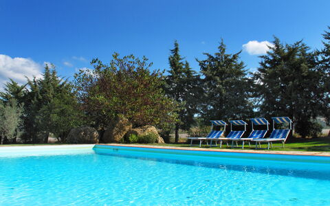 Agriturismo Le Selvole: L'Eau, Ciel, Nuage, Plante, Piscine, Bleu, Arbre, Mobilier De Jardin, Ombre, Paysage Naturel