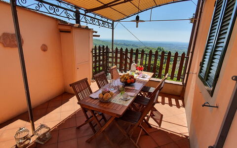 Alla Collina Del Sole: Meubles, Table, Propriété, Bâtiment, Pot De Fleur, Chaise, Plante D'Appartement, Plante, Bois, Ciel