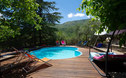 Villa La Vigna: L'Eau, Plante, Ciel, Piscine, Nuage, Bleu Azur, Ombre, Arbre, Paysage Naturel, Montagne