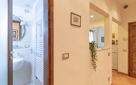 Vintage Apartment in Florence: Miroir, Évier, Plante, Plante D'Appartement, Éclairage, Design Intérieur, Porte, Salle De Bains, Bâtiment