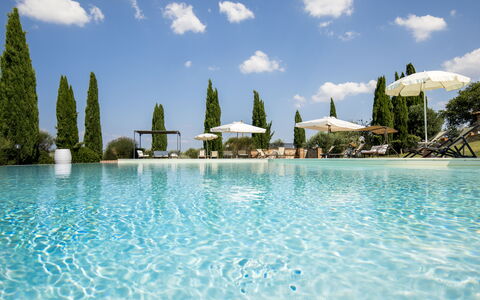 Villa Sulle Crete: L'Eau, Nuage, Ciel, Propriété, Bleu Azur, Plante, Arbre, Piscine, Loisir, Aqua