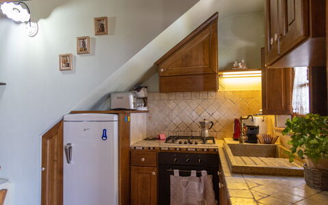 Villa Dei Ciliegi: Comptoir, Cabinetry, Propriété, Plante, Cuisine, Cuisinière, Bois, Gaz Poele, Pot De Fleur, Design Intérieur