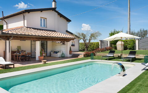 Villa Di Pillo: L'Eau, Nuage, Ciel, Plante, Propriété, Bâtiment, Piscine, Fenêtre, Bleu Azur, Chaise