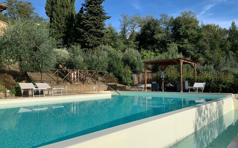 Villa Le Ripe - Gambassi Terme, Toscana: L'Eau, Nuage, Ciel, Propriété, Plante, Piscine, Bleu Azur, Arbre, Ombre, Loisir