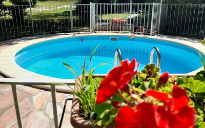 Podere Elsa: L'Eau, Fleur, Plante, Bâtiment, Piscine, Pot De Fleur, Arbre, Bleu Azur, Botanique, Clôture
