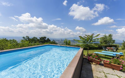 La Casa Di Elda, Holiday Home With Pool, Uzzano, T: Nuage, Ciel, Plante, L'Eau, Piscine, Arbre, Mobilier De Jardin, Ombre, Rectangle, Herbe