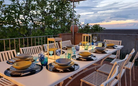 Sunset Sea View, Baratti, Populonia, Wifi, Ac: Meubles, Table, Chaise, Table Cuisine Et Salle A Manger, Mobilier De Jardin, Tableau De Plein Air, Restaurant, Ombre, Eco Hôtel, Salle À Manger