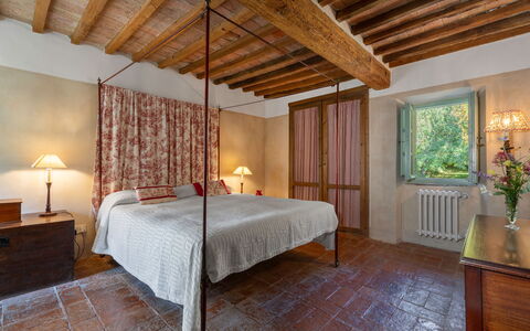 Casa Di Pietro In Vivo D'orcia, Pool: Mur, Chambre, Meubles, Lit, Design Intérieur, Bois, Plafond, Drap De Lit, Literie, Sol