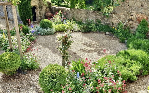 Casa Di Pietro In Vivo D'orcia, Pool: Fleur, Jardin, Arbuste, Communauté Des Plantes, Couverture De Sol, Printemps, Arrière-Cour, Aménagement Paysager, Cour
