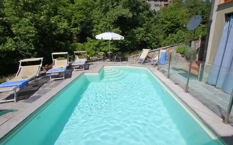 Villa La Rocca: L'Eau, Propriété, Plante, Piscine, Bâtiment, Bleu Azur, Arbre, Chaise, Ombre, Mobilier De Jardin