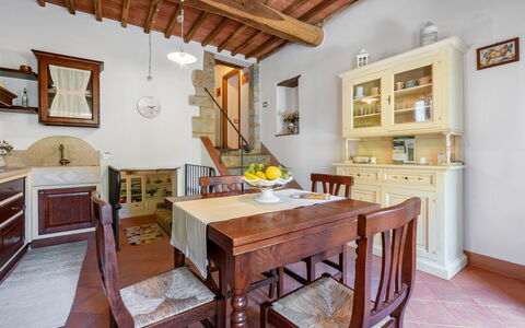 Chiara House In Galenda, Chianti, Pool And Nature: Table, Meubles, Cadre, Cabinetry, Bois, Chaise, Design Intérieur, Sol, Salon, Cuisine