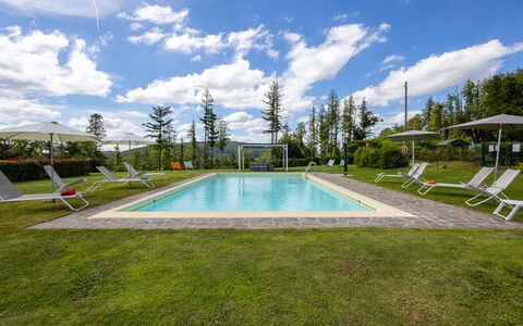 Montelucci Chianti Agrivilla: L'Eau, Nuage, Ciel, Plante, Piscine, Bâtiment, Arbre, Ombre, Rectangle, Maison