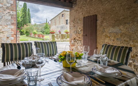 La Palazzina, Ville Di Corsano, Home And Pool: Meubles, Mur, Table, Table Cuisine Et Salle A Manger, Vaisselle, Chaise, Domicile, Salle À Manger, Serveware, Restaurant