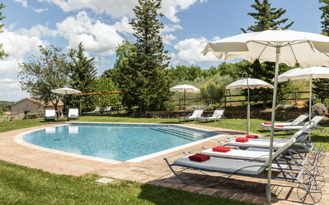 Podere Monti: Piscine, Meubles, Mobilier De Jardin, Balancelle, Recours, Jardin, Chaise, Parapluie, Ombre, Eco Hôtel
