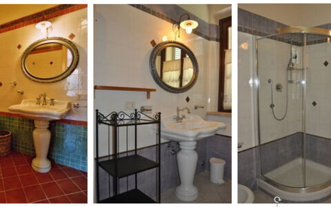 Podere della Madonna Villa: Mur, Design Intérieur, Luminaire Plomberie, Salle De Bains, Sol, Lavabo, Sol, Robinet, Plomberie, Évier