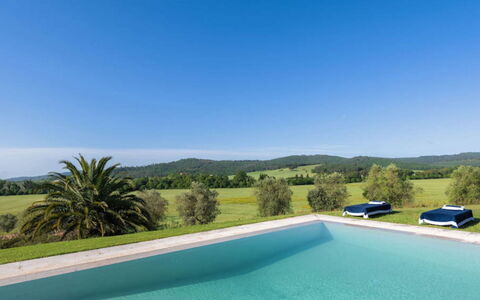 Villa Moscato: Bleu, Piscine, Paysage Naturel, Aménagement Paysager, Ferme