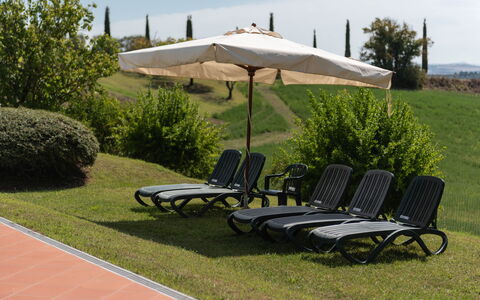 Green Hill Apartment In Tuscan Countryside: Meubles, Mobilier De Jardin, Chaise, Ombre, Balancelle, Tableau De Plein Air, Jardin, Parapluie, Pelouse