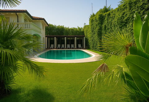 Villa Forte Dei Marmi, Pool & Garden: Vert, Piscine, Arbuste, Domicile, Recours, Jardin, Ombre, Biens, Pelouse, Cour