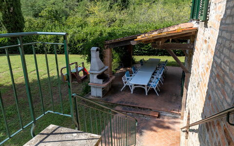 Mulino di Carpineto with Pool Gaiole in Chianti: Meubles, Table, Mobilier De Jardin, Chaise, Tableau De Plein Air, Arrière-Cour, Cour, Ombre, Balcon, Structure En Plein Air