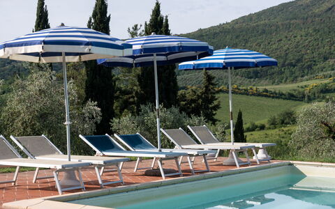 Podere le Lune with Pool, San Gimignano: Mobilier De Jardin, Recours, Ombre, Tableau De Plein Air, Piscine, Balancelle, Chaise, Eco Hôtel, Parapluie, Plante D'Appartement