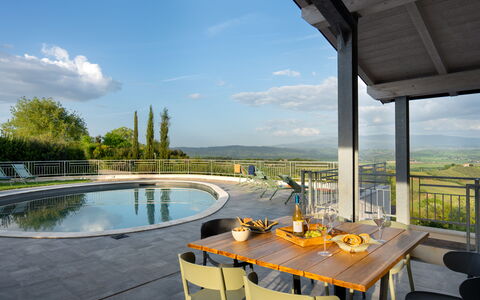 Villa Ombrone: Meubles, Mobilier De Jardin, Chaise, Table, Piscine, Recours, Tableau De Plein Air, Ombre, Table Cuisine Et Salle A Manger, Eco Hôtel