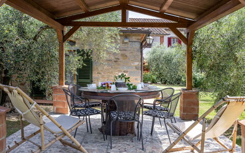Il Cipresso, Casa Martina, Cortona: Meubles, Mobilier De Jardin, Table, Chaise, Tableau De Plein Air, Jardin, Arrière-Cour, Table Cuisine Et Salle A Manger, Ombre, Structure En Plein Air
