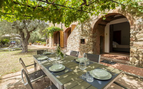 Casale delle Lupe, Campiglia Marittima: Mur, Cambre, Brique, Hacienda, Jardin, Ombre, Cour, Cour, Arrière-Cour, Aménagement Paysager